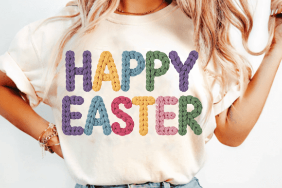 Download Happy Easter Cross Faux Yarn PNG Design - Design Collection